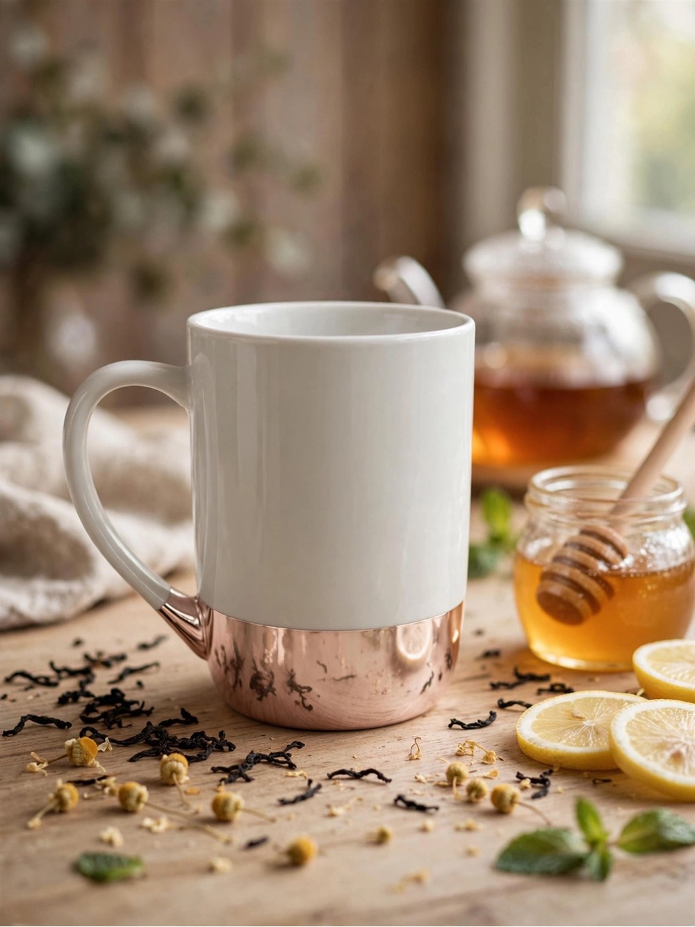 DAVIDsTEA White & Rose Gold Nordic Mug